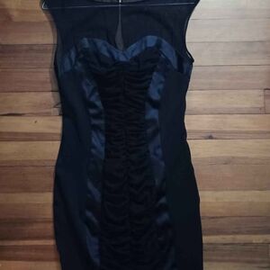 Cache Black Backless Dress with Ruched Detail